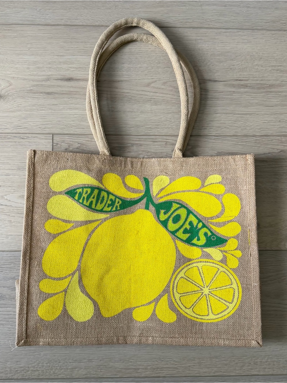 Trader Joe’s Citrus Jute Tote Bag – Lemon/Lime Limited Edition